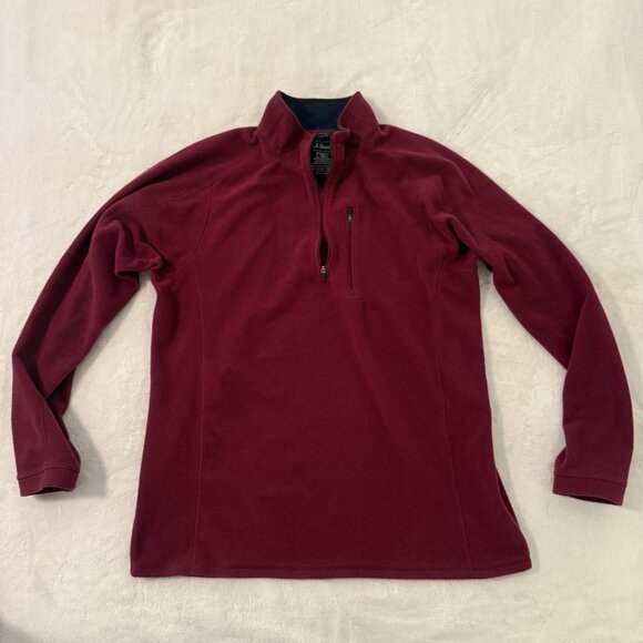 LL Bean Fleece Jacket Pullover Men’s Large Tall 1/4 Zip Maroon Burgundy - Picture 1 of 7